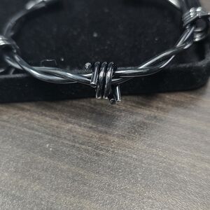 Black Men’s Barbed Wire Bracelet - Minimal Metal Accessory